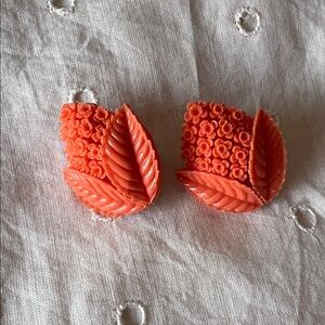Vintage Floral Carved Earrings